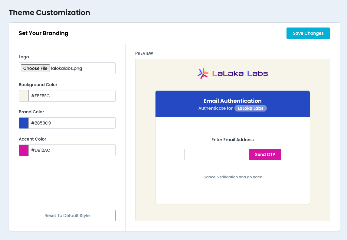 OTP form with service name
