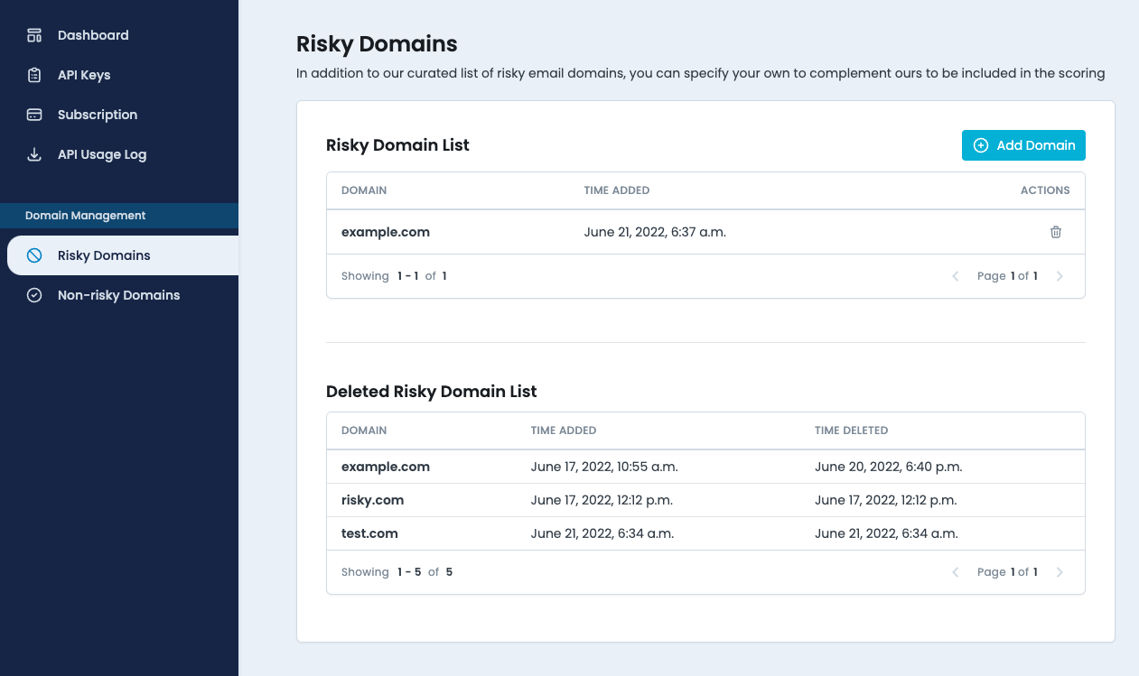 Announcing Risky / Non-risky Domain Management